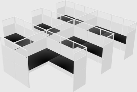 Shared l-shaped cubicle