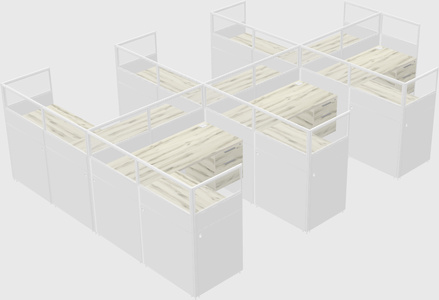 Shared l-shaped cubicle