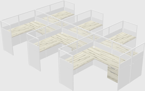 Shared l-shaped cubicle