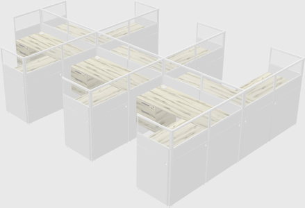 Shared l-shaped cubicle