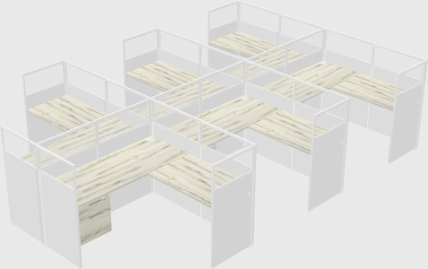 Shared l-shaped cubicle