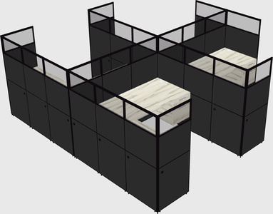 Shared l-shaped cubicle