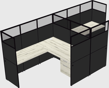 Shared l-shaped cubicle