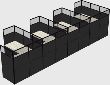 Shared l-shaped cubicle
