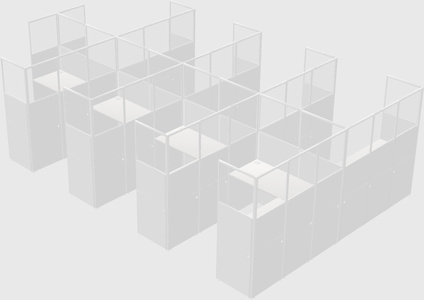 Shared l-shaped cubicle