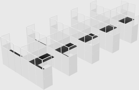 Shared l-shaped cubicle