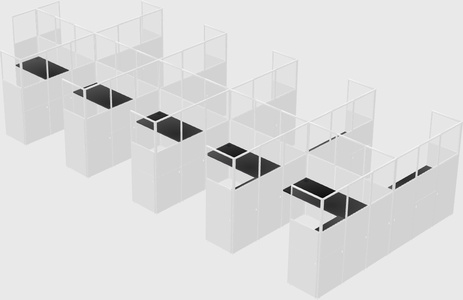 Shared l-shaped cubicle