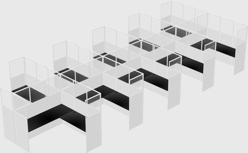 Shared l-shaped cubicle