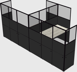 Shared l-shaped cubicle