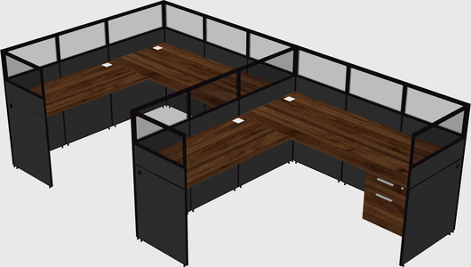 Shared l-shaped cubicle