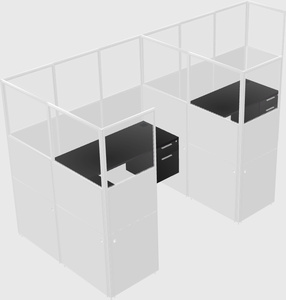 Shared l-shaped cubicle