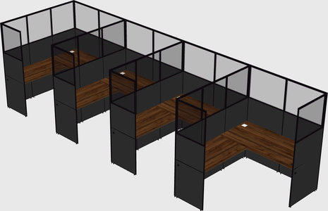 Shared l-shaped cubicle