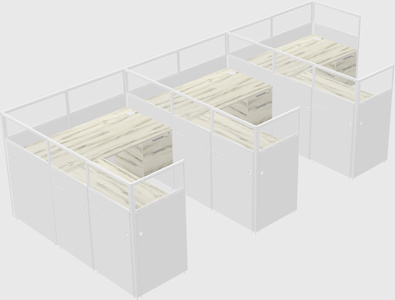 Shared l-shaped cubicle