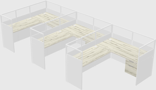 Shared l-shaped cubicle