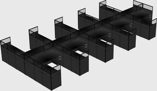 Shared l-shaped cubicle