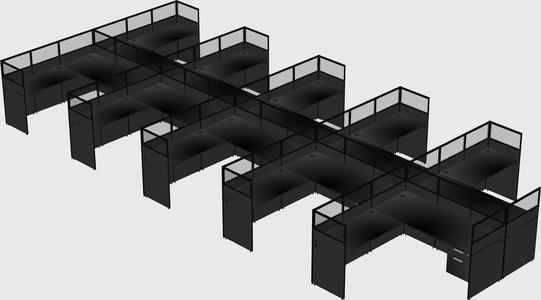 Shared l-shaped cubicle