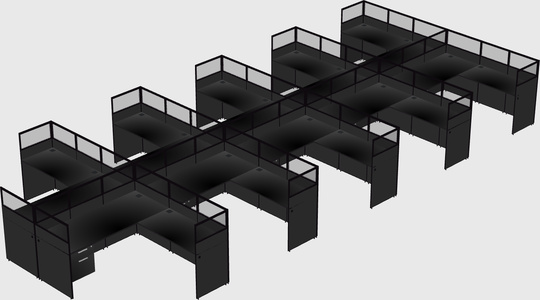 Shared l-shaped cubicle
