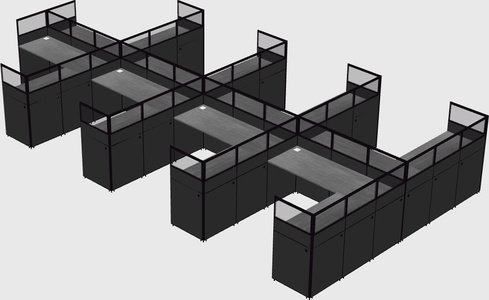 Shared l-shaped cubicle