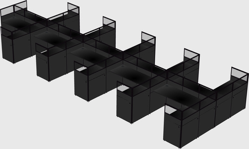 Shared l-shaped cubicle