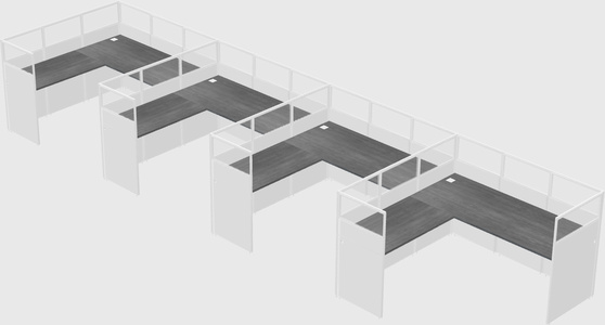 Shared l-shaped cubicle