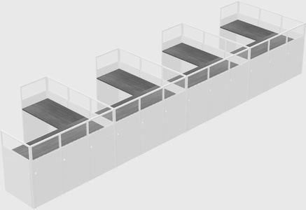 Shared l-shaped cubicle