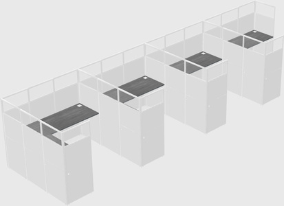 Shared l-shaped cubicle