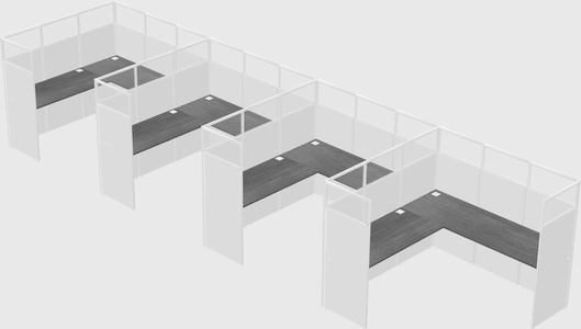 Shared l-shaped cubicle