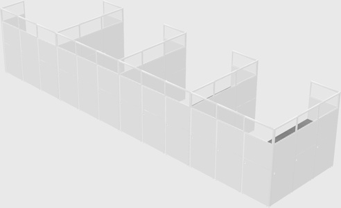 Shared l-shaped cubicle