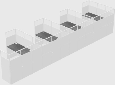 Shared l-shaped cubicle