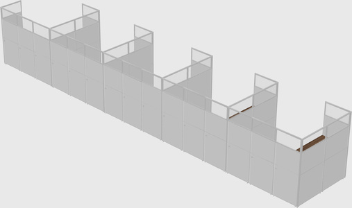 Shared l-shaped cubicle