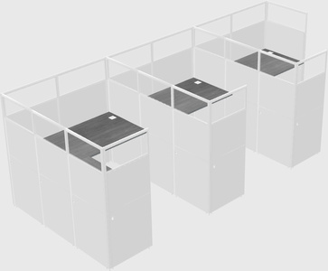 Shared l-shaped cubicle