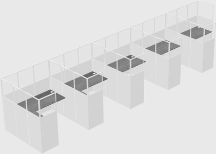 Shared l-shaped cubicle