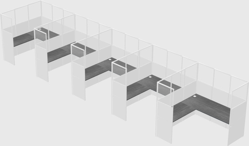 Shared l-shaped cubicle
