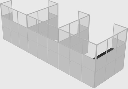Shared l-shaped cubicle