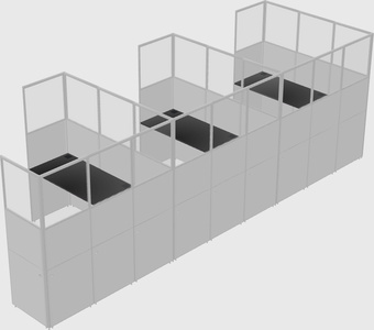 Shared l-shaped cubicle