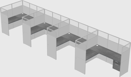 Shared l-shaped cubicle
