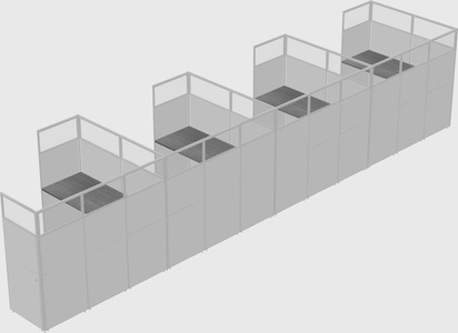 Shared l-shaped cubicle