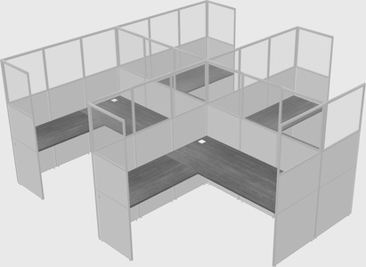 Shared l-shaped cubicle