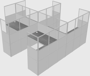 Shared l-shaped cubicle