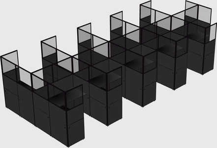 Shared l-shaped cubicle