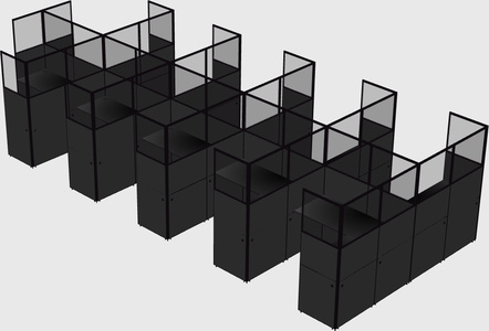 Shared l-shaped cubicle