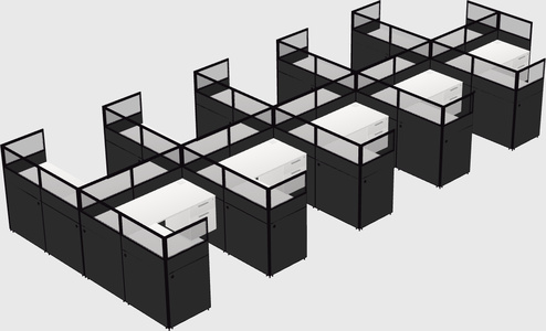 Shared l-shaped cubicle
