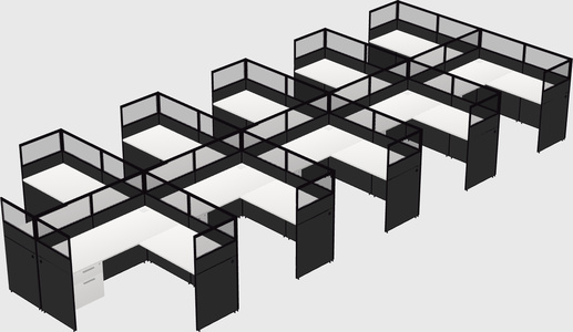 Shared l-shaped cubicle