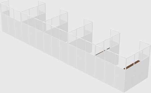 Shared l-shaped cubicle