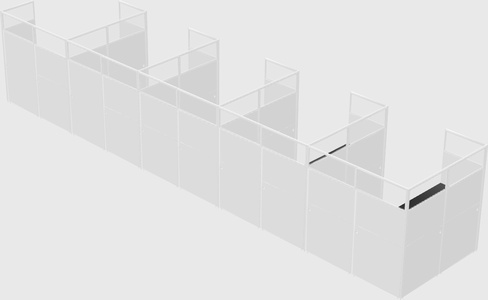 Shared l-shaped cubicle