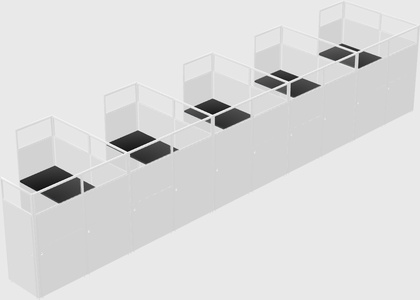 Shared l-shaped cubicle