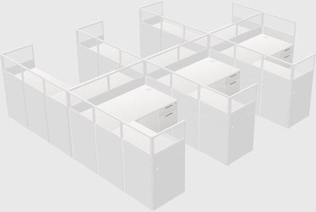 Shared l-shaped cubicle