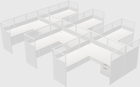Shared l-shaped cubicle