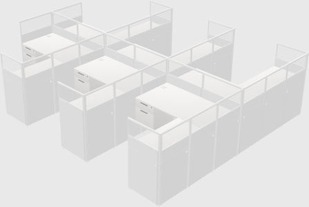 Shared l-shaped cubicle