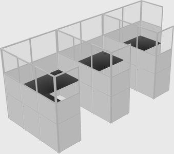 Shared l-shaped cubicle